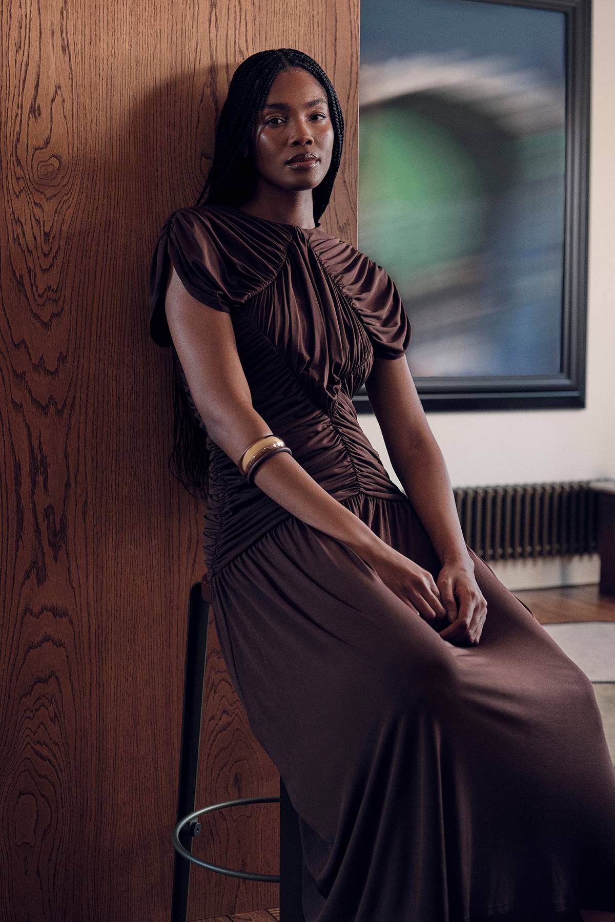 KarenMillen Robe Maxi En Jersey Froncé Premium