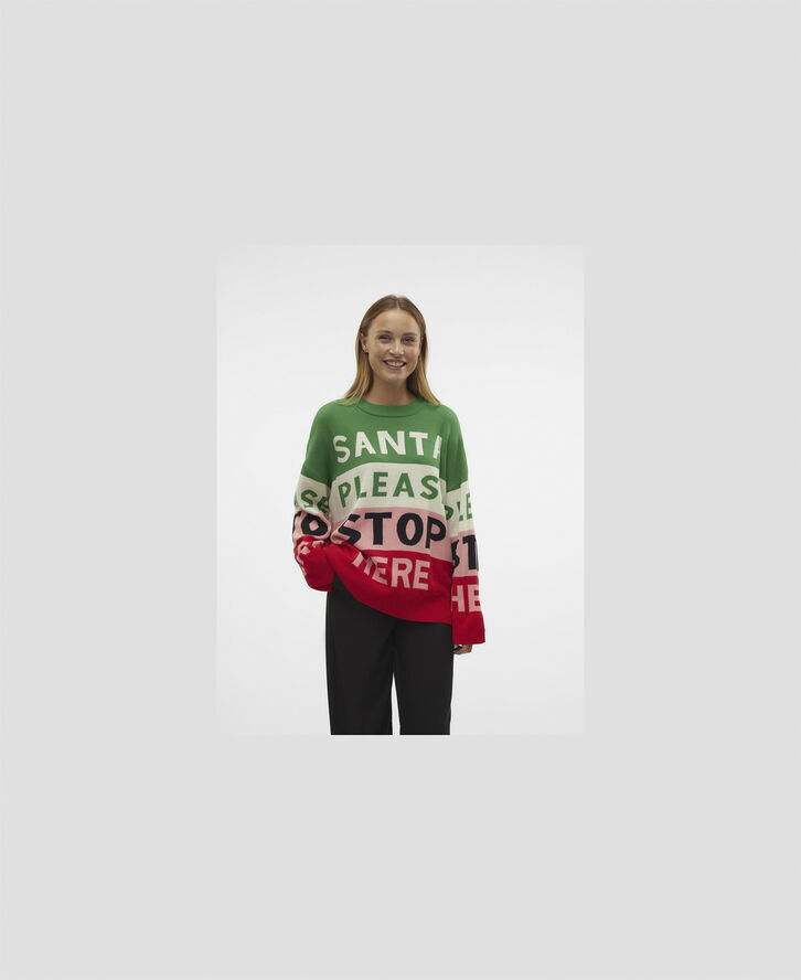 Vero Moda VMSANTATEXT LS O-NECK PULLOVER XMAS Jelly bean/w. birch   pink   chines