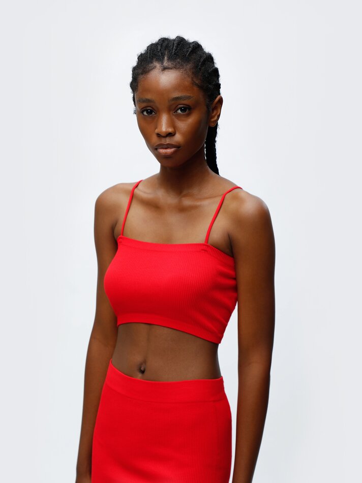 Top cropped sem costura - Vermelho