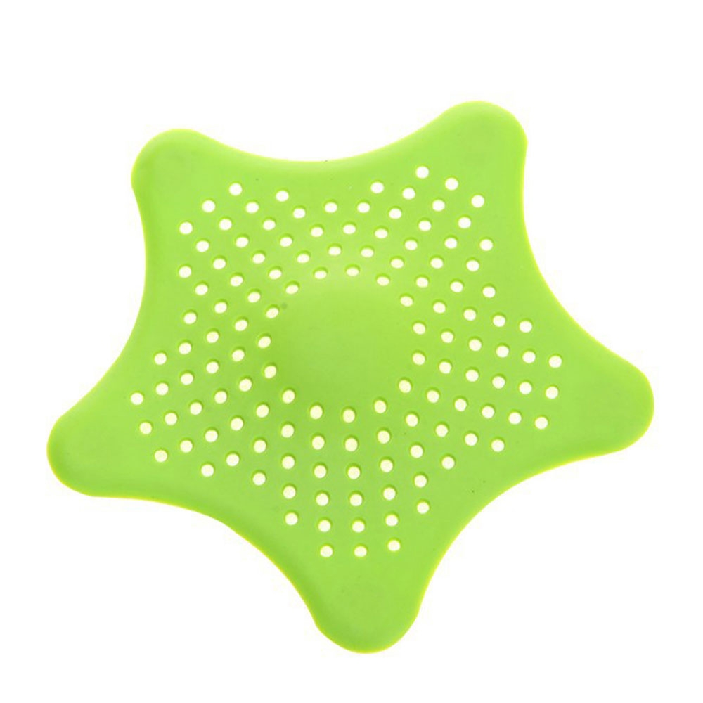 Silikon Abfluss Haarfänger Abflusssieb Küche Bad mit Saugnäpfen Stern-Design - Grün