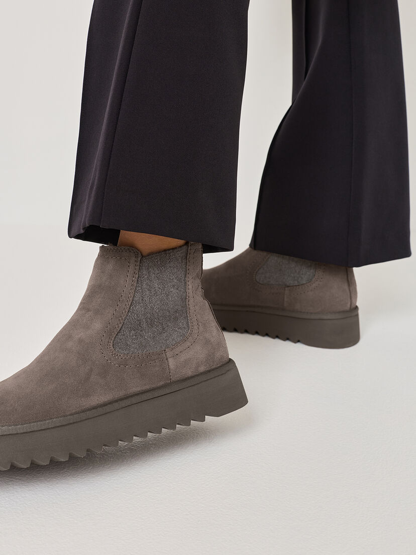 Leren Enkellaarsje - beige warme voering