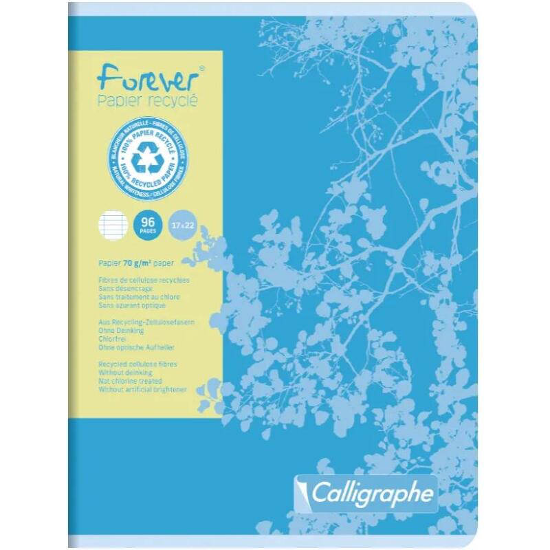 Cahier piqué FOREVER 17x22 cm 96 pages grands carreaux 70 g - Assortis