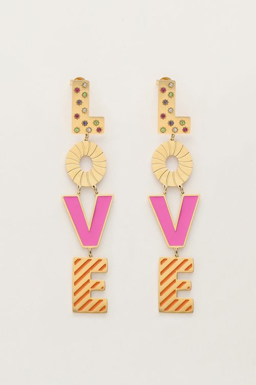 Candy oorbellen love roze