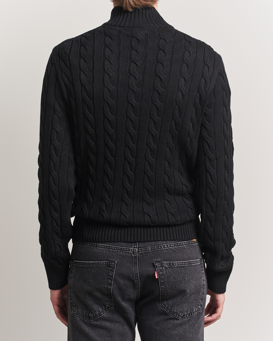 Polo Ralph Lauren Cotton Cable Half Zip Polo Black