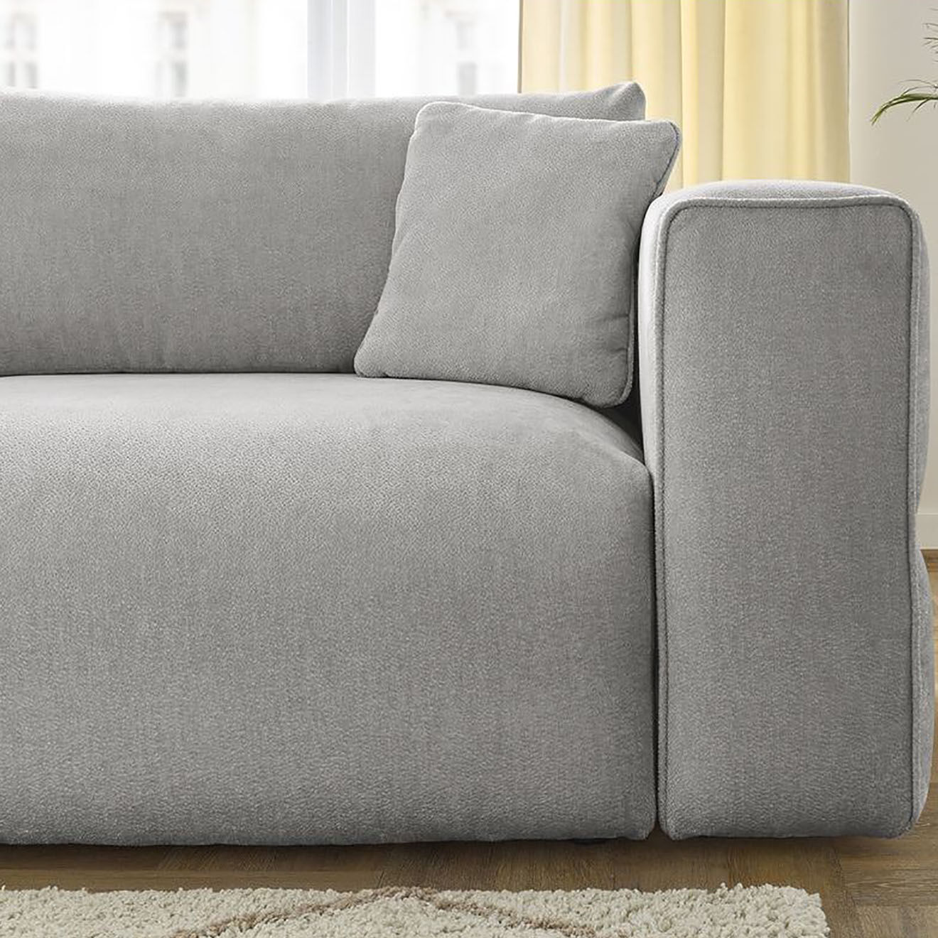 Bobochic Canapé convertible coffre ezechiel gris clair - 265x109x82 cm