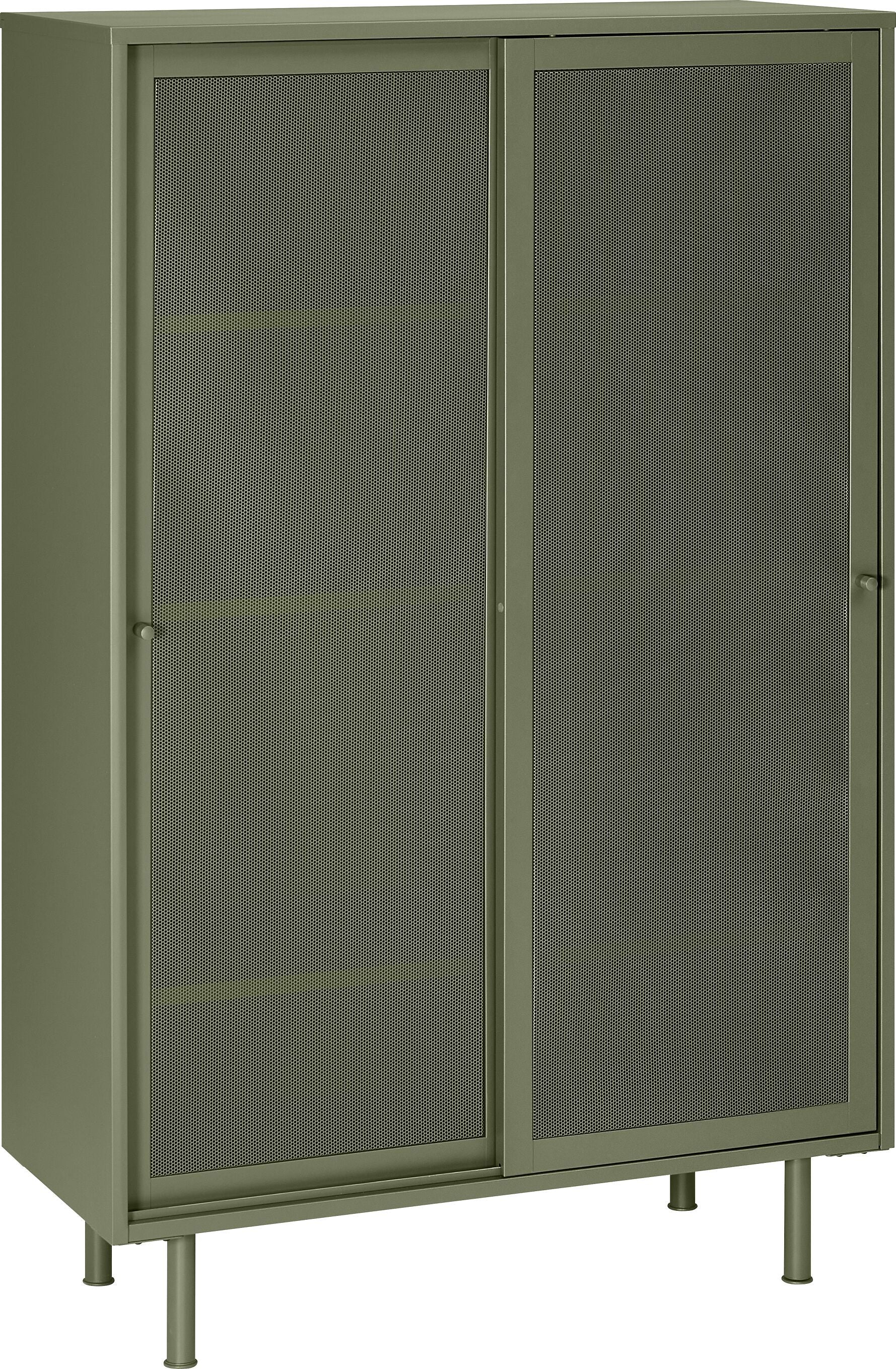 VALENA Highboard grün 90x40x140cm - Grün / B: 90.0 cm x T: 40.0 cm x H: 140.0 cm