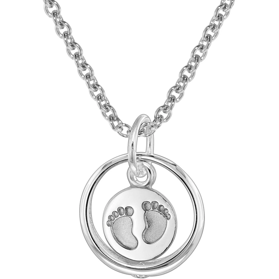 trendor Taufkette 925 Silber Taufring mit Anhänger Babyfüße silver