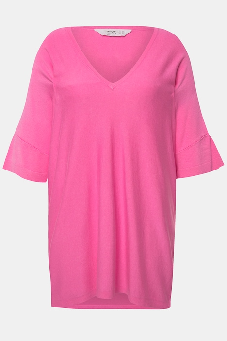 Pullover, oversized, Feinstrick, V-Ausschnitt, Langarm
