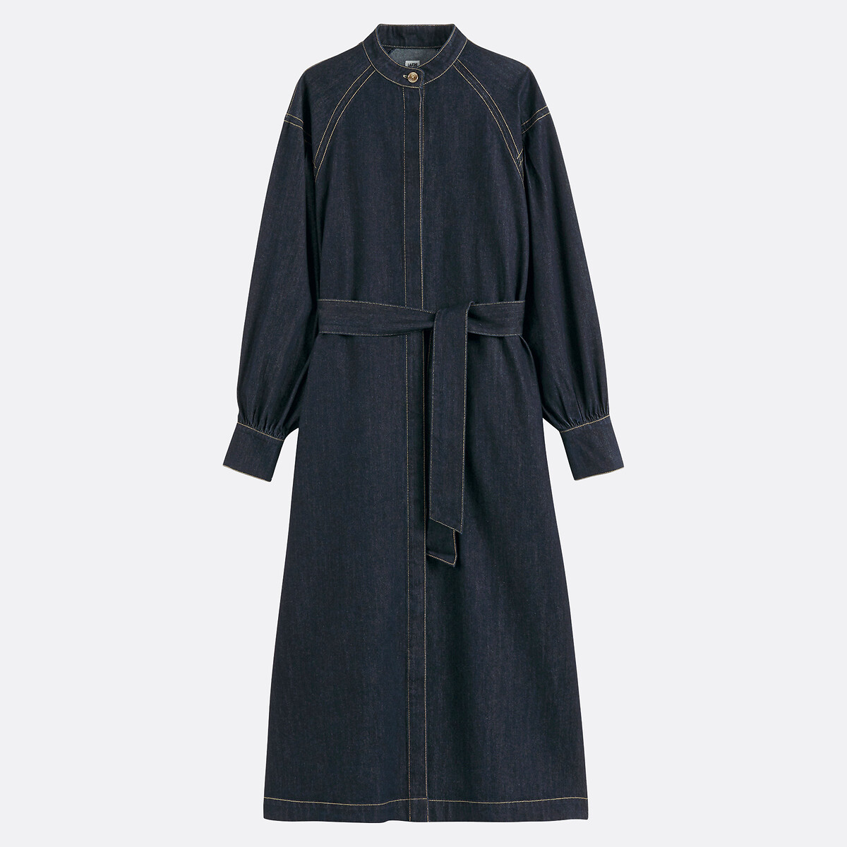 COLEÇÃO LA REDOUTE<br>Vestido longo jeans evasê, mangas compridas