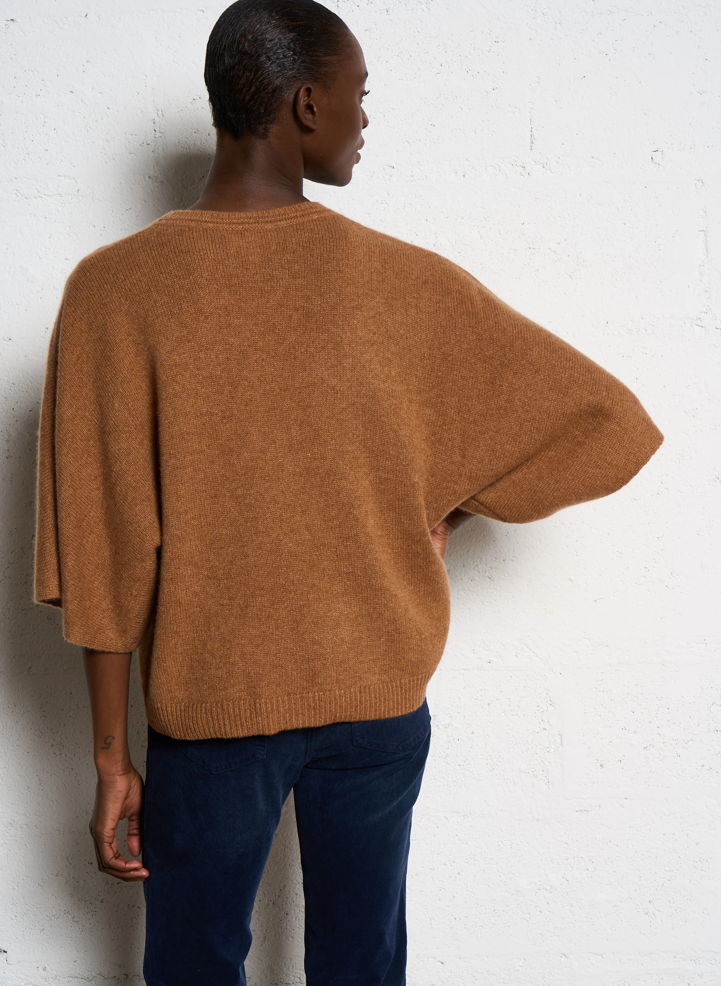CODY - Pull manches larges en cachemire | Marron