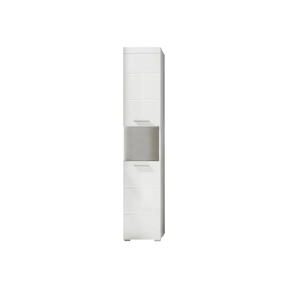 Hioshop AmandaMando kolomkast 2 deuren- 1 open vak wit- wit hoogglans