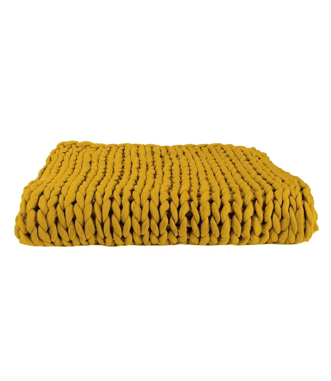 Plaid grosse maille en acrylique - 150x120 cm - Jaune