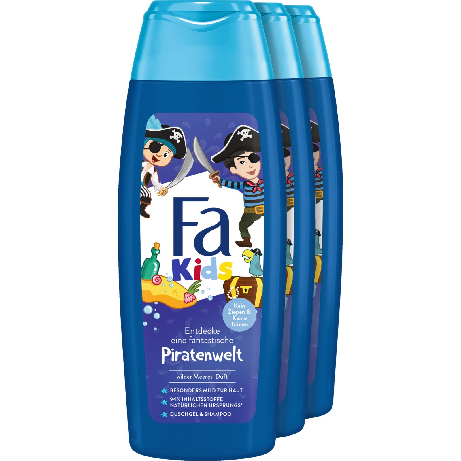 Fa Kids Duschgel & Shampoo Wilder Meeres-Duft 3 x 250 ml