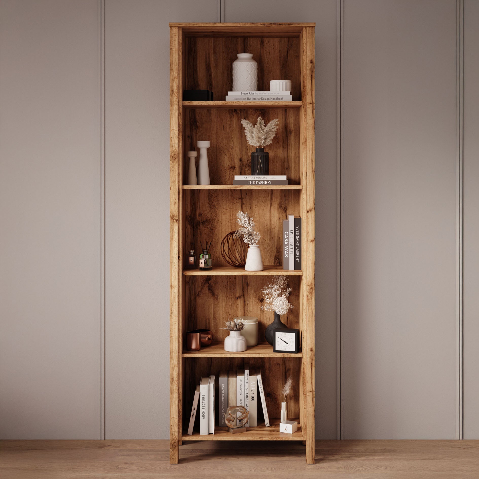 Isaac 1 - Boekenkast - Eiken - 66x37x199 cm