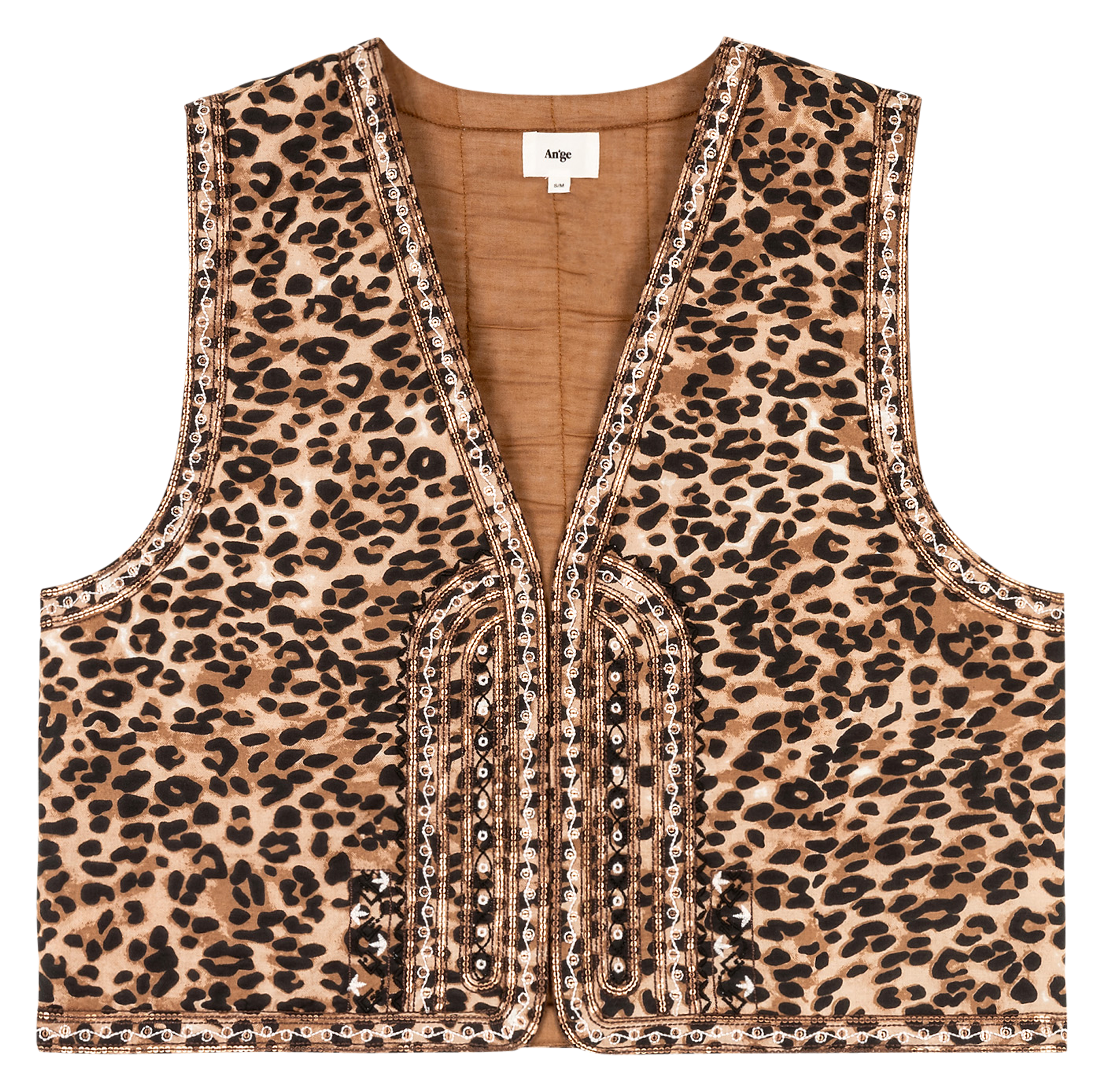 SALOMMA - Veste droite en coton imprimé | Marron