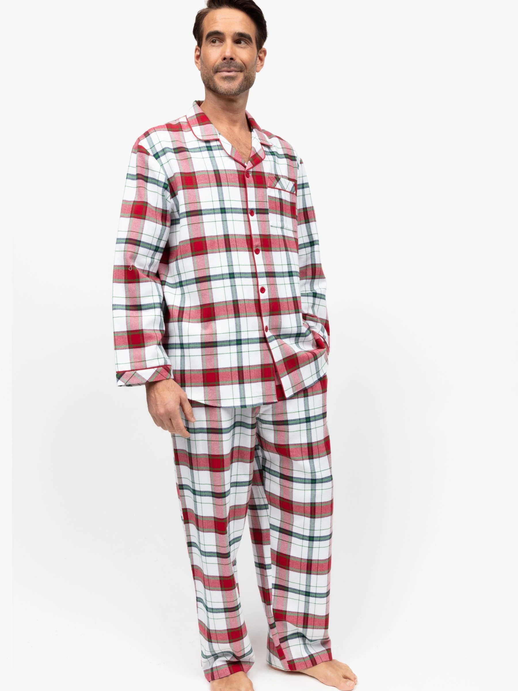 Cyberjammies geruite herenpyjamaset met lange mouwen van 100% katoen