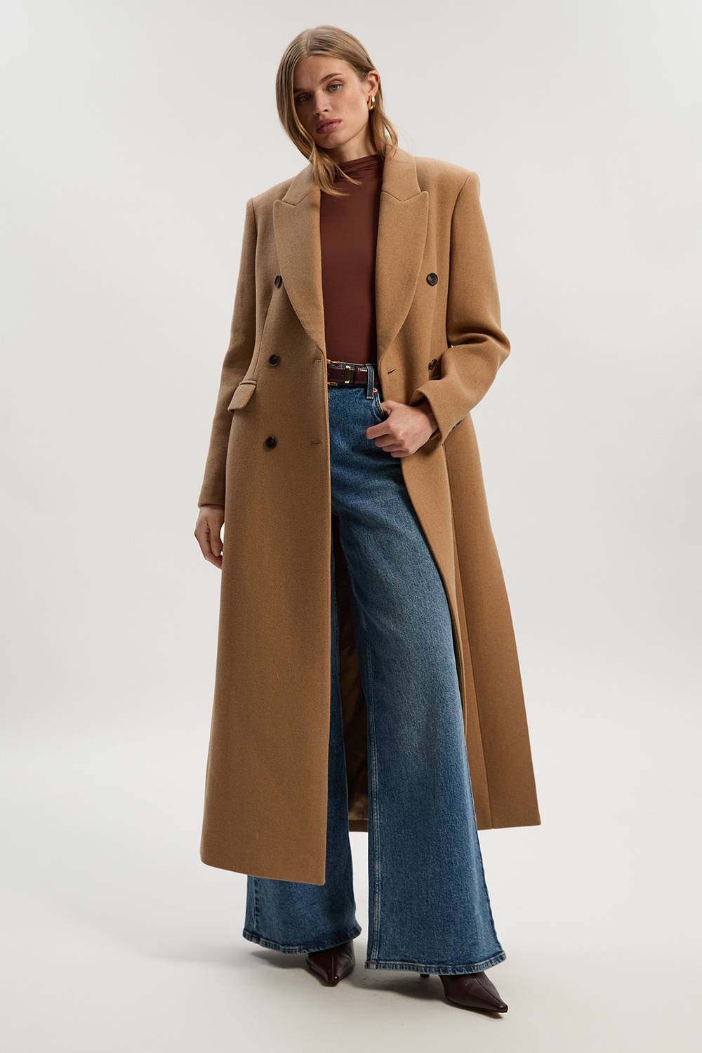 KarenMillen Manteau Mi-Long Tailleur en Laine Croisé Petite Taille
