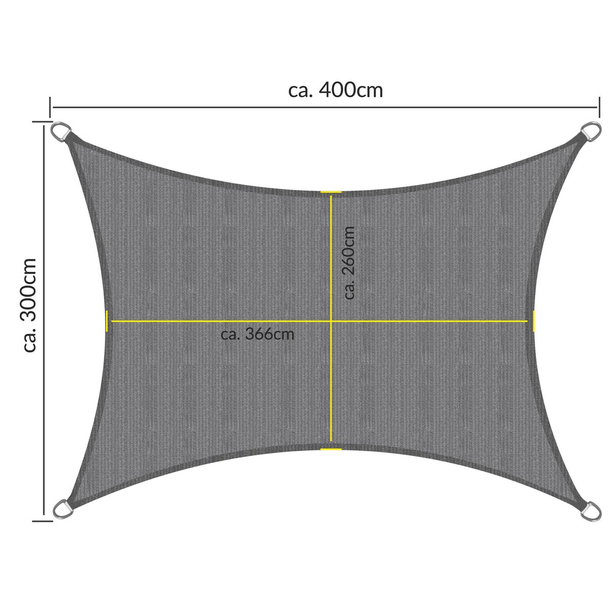 SolVision HS9 zonnezeil 300x400cm rechthoekig antraciet HDPE