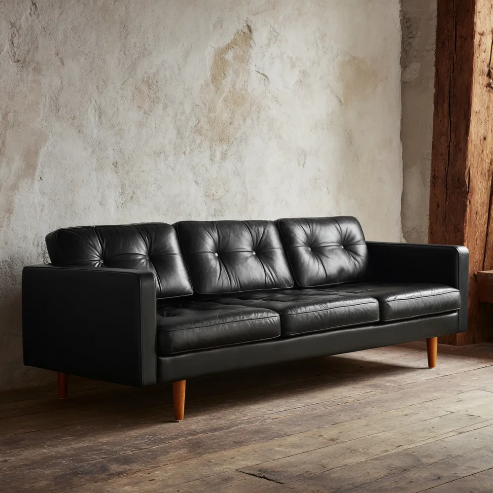 3-Sitzer-Sofa Leder 215x85x80 cm – Schwarz – Modernes Design