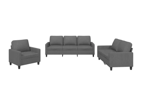 Ensemble de canapés 3 pièces avec coussins Gris foncé Tissu