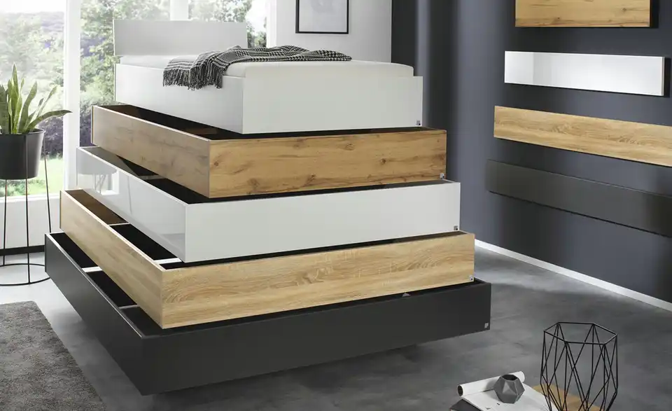 Futonbett Phoenix Weiß, Hochglanz 120 cm