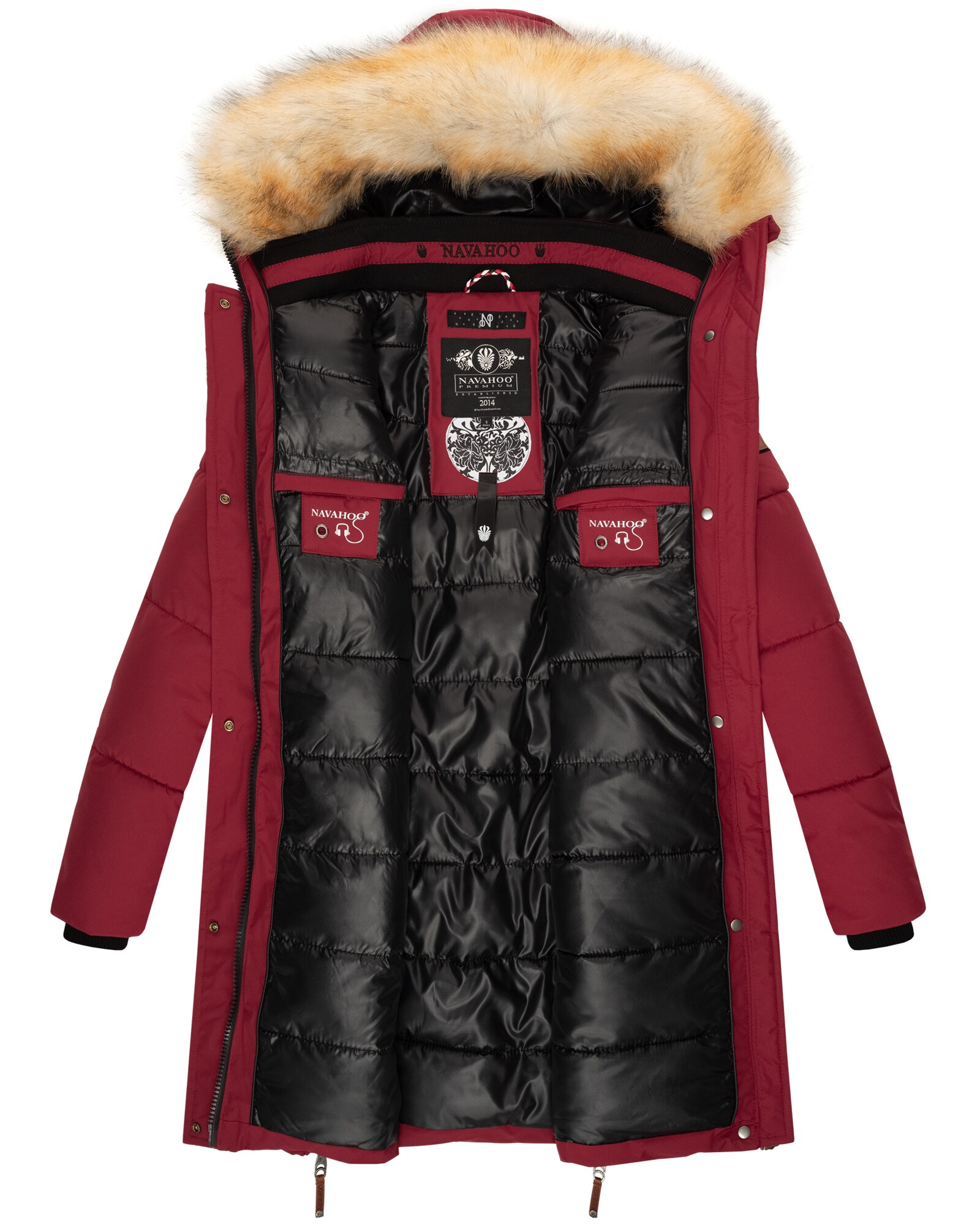NAVAHOO Damen modischer Wintermantel Winter Steppmantel mit Kapuze Halina