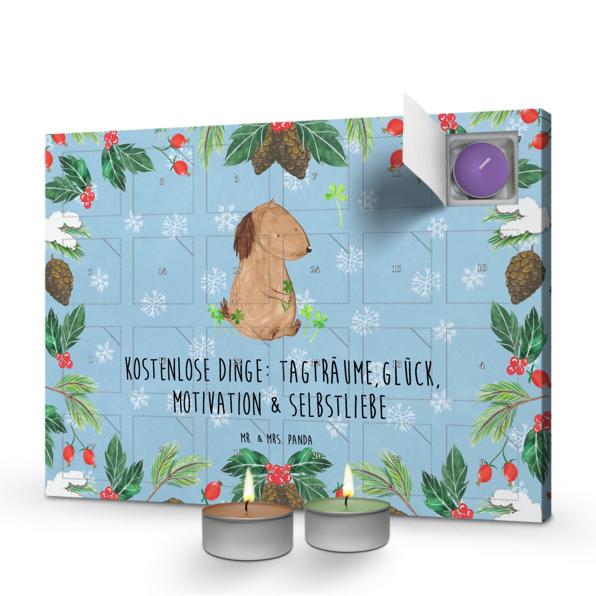 Mr. & Mrs. Panda Geurkaars Adventskalender Hond Klaver - Pastelblauw