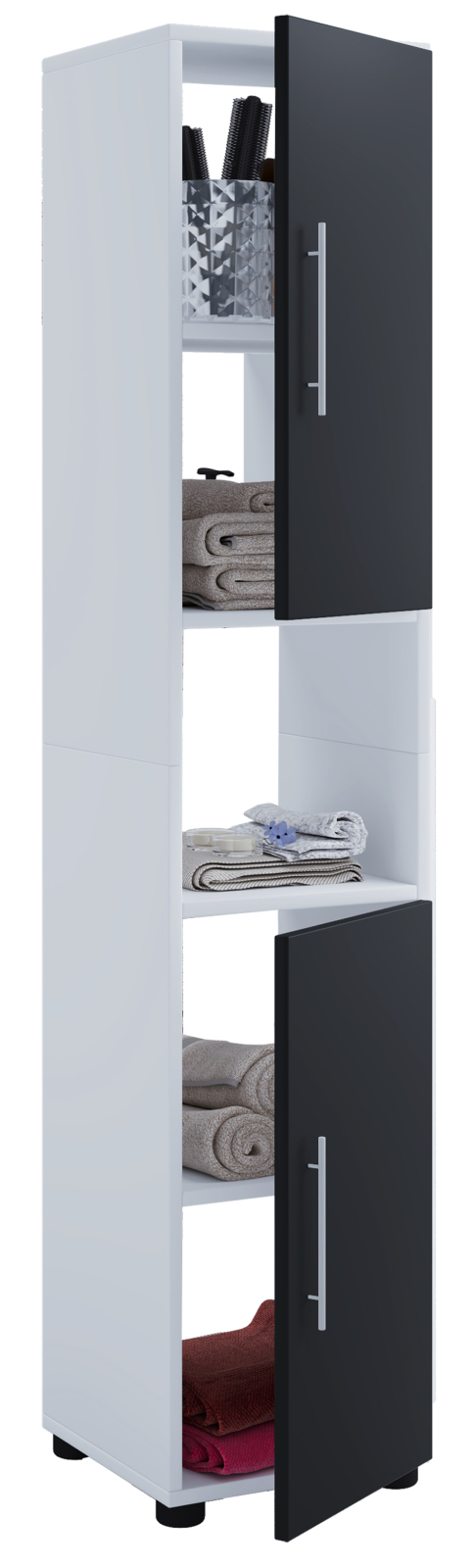 Hochschrank FLANDU - schwarz-weiß - 160 cm