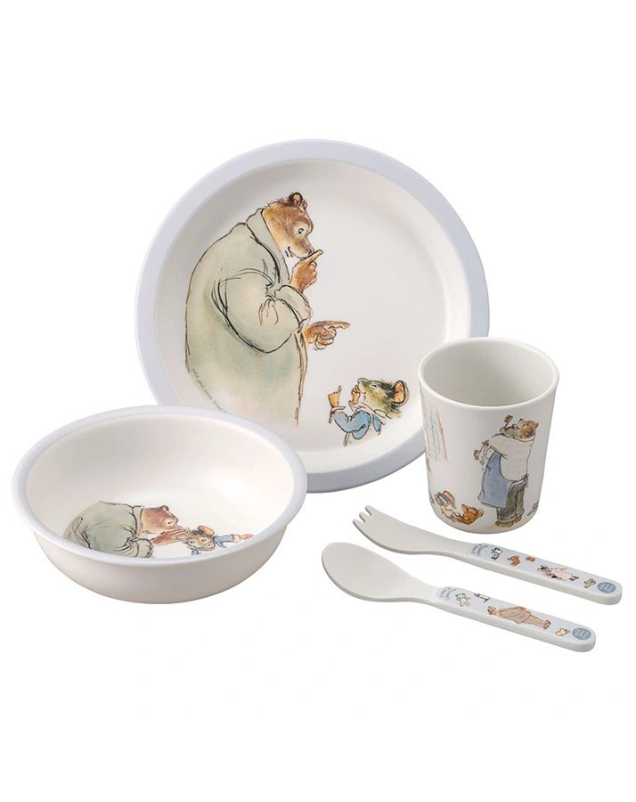 Melamin-Geschirrset ERNEST & CELESTINE – BÄR 5-teilig in weiß