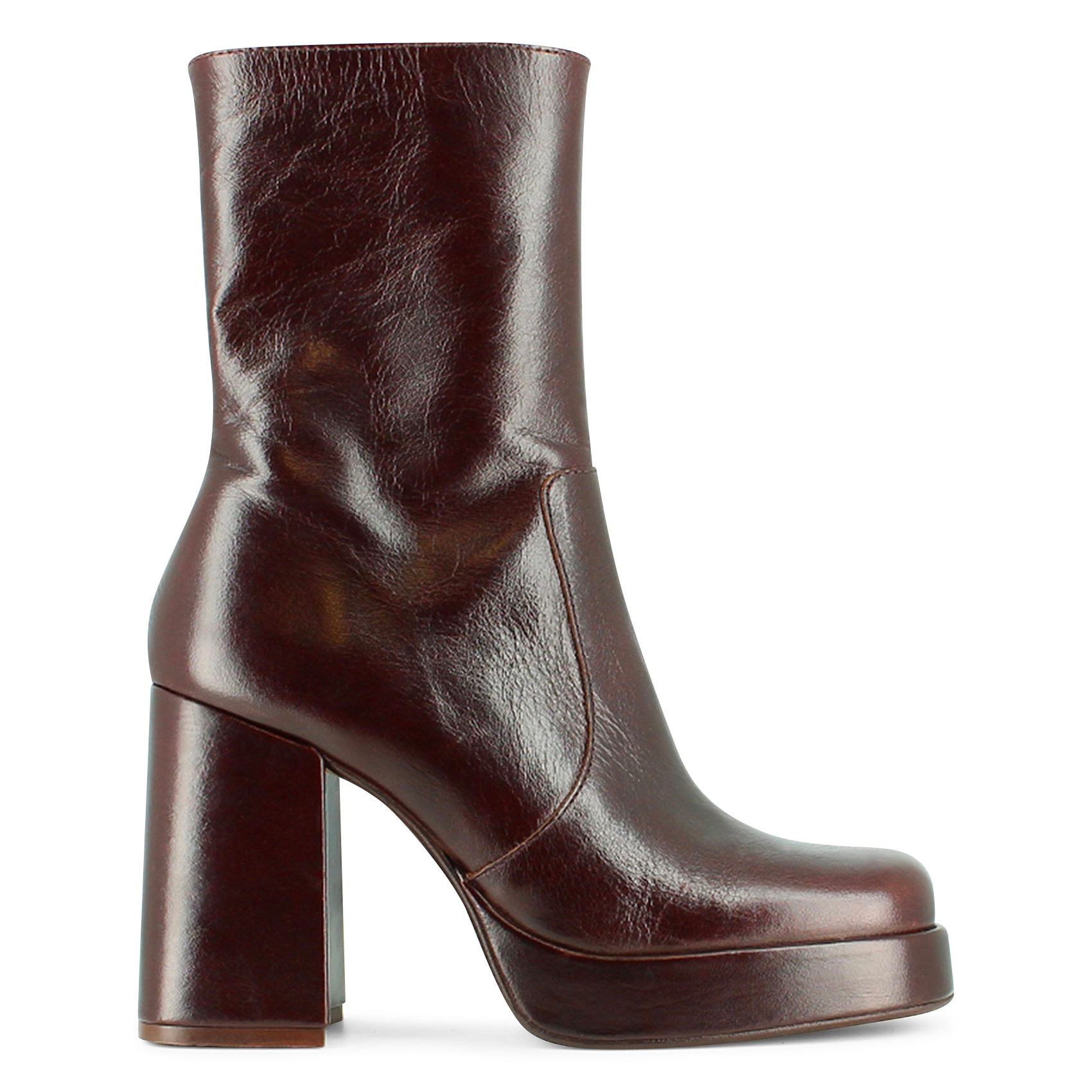 BEN - Bottines à talons en cuir vieilli | Marron