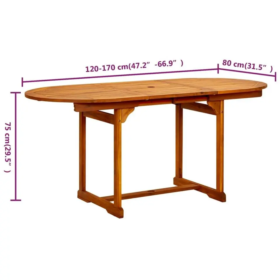 vidaXL - Eettafel - Bruin - Acaciahout - 170 x 80 x 75 cm