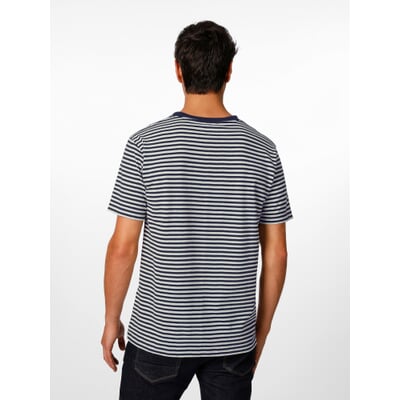 Herren-Ringel-T-Shirt, Marine-Weiß