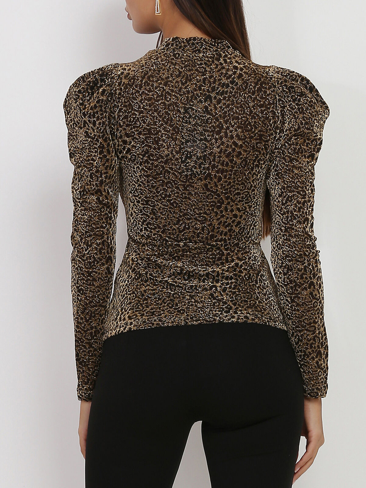 Top à motifs et paillettes- Doré