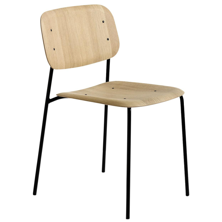 Hay Soft Edge 40 stoel gepoedercoat onderstel, gelakt eiken