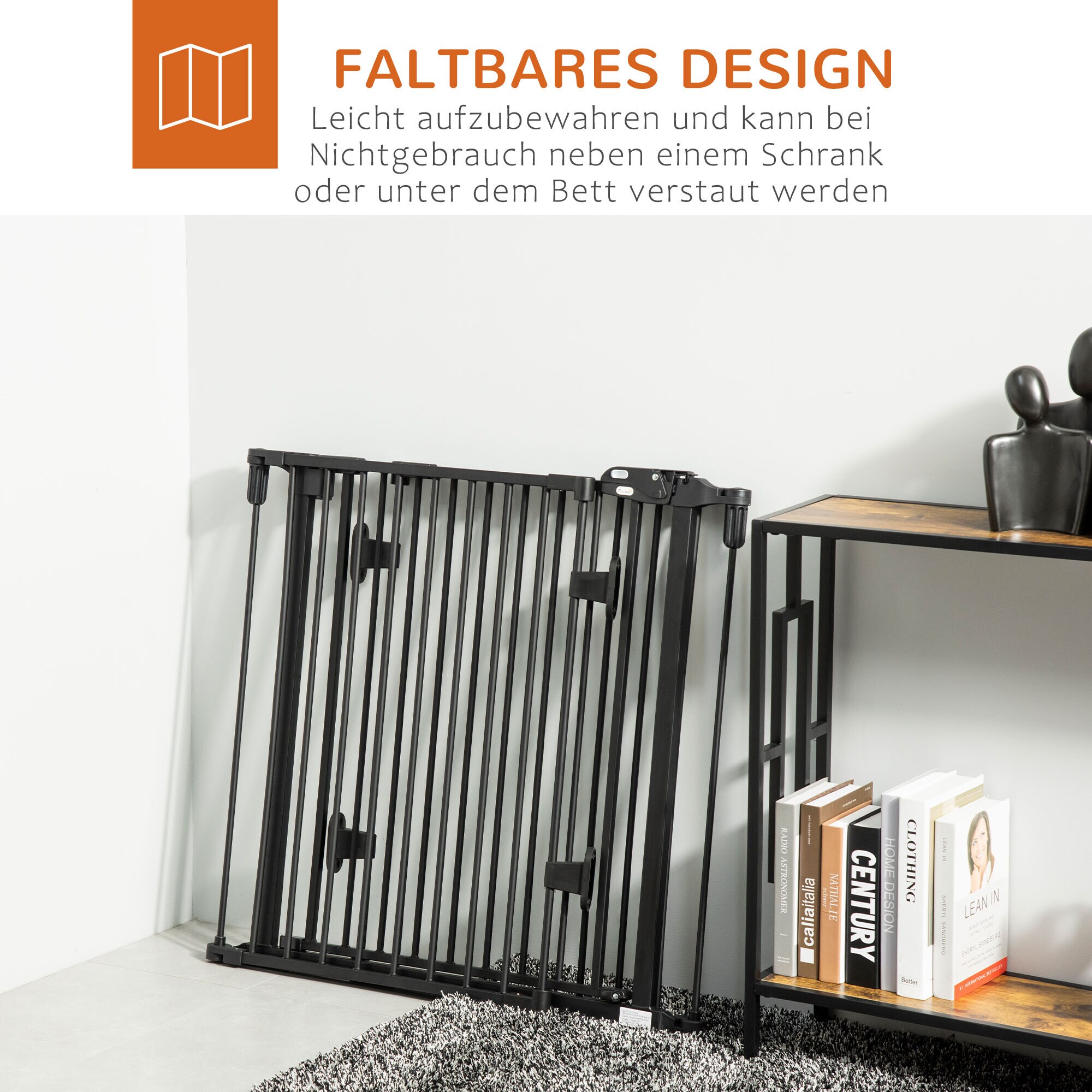 PawHut Absperrgitter mit verstellbaren Winkeln 202,5L x 2T x 76H cm