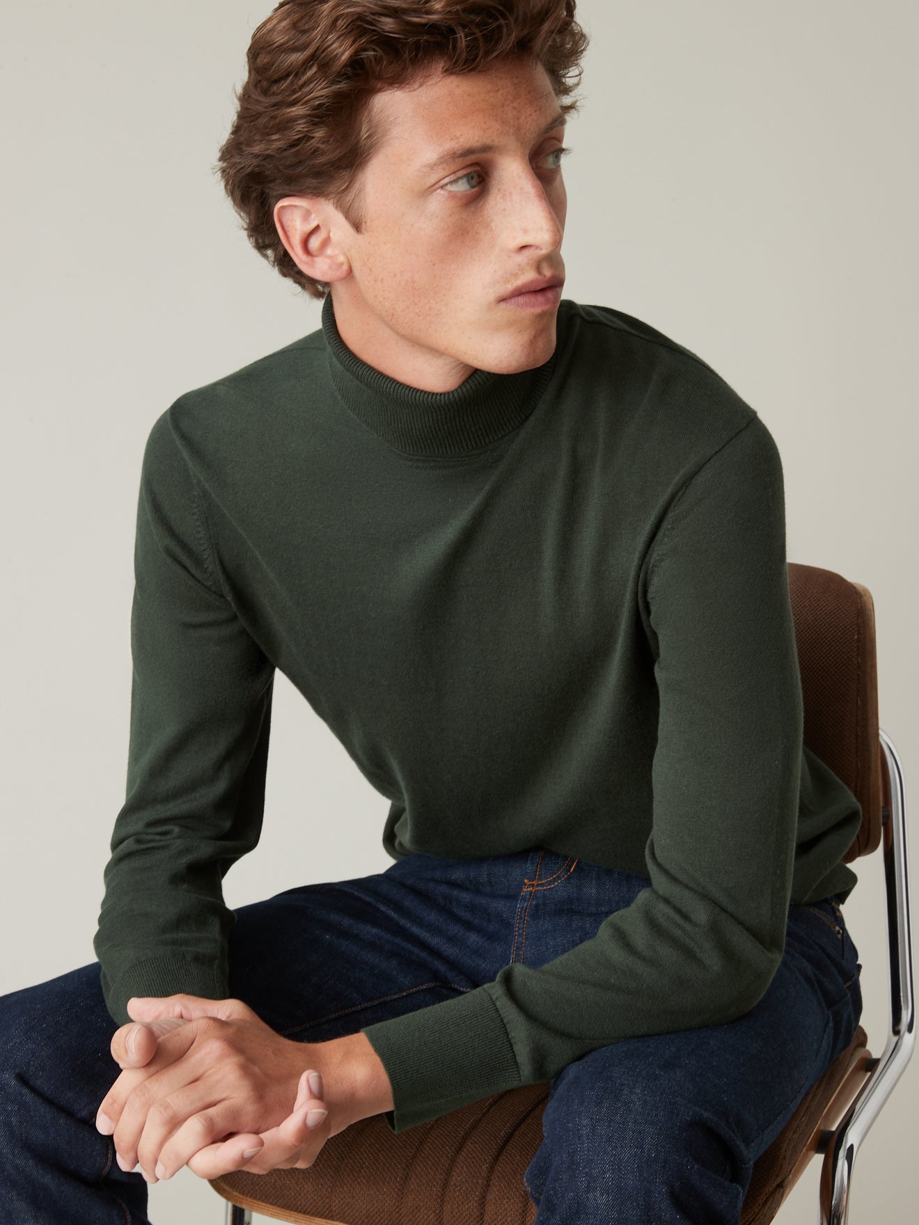 Pull col roulé homme