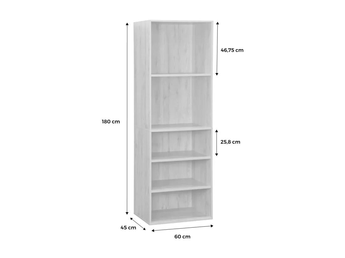 Module dressing avec 5 étagères. blanc. panneaux stratifiés