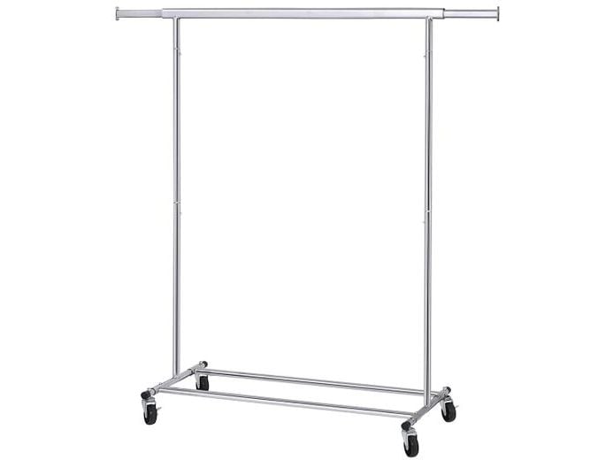 Songmics Garderobenständer Verchromt 160 cm, Silber Rollständer