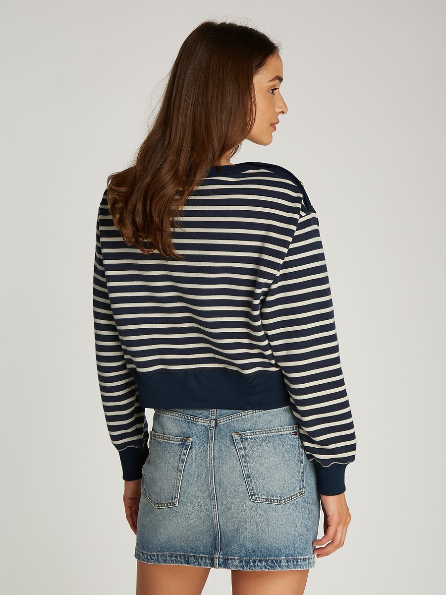 TOMMY HILFIGER<br>Suéter listrado de gola redonda