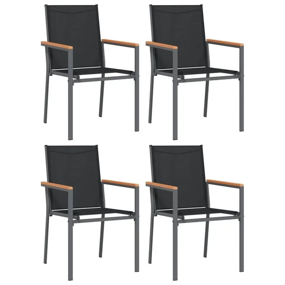 vidaXL - Tuinstoel - Zwart - Staal - 4 stuks