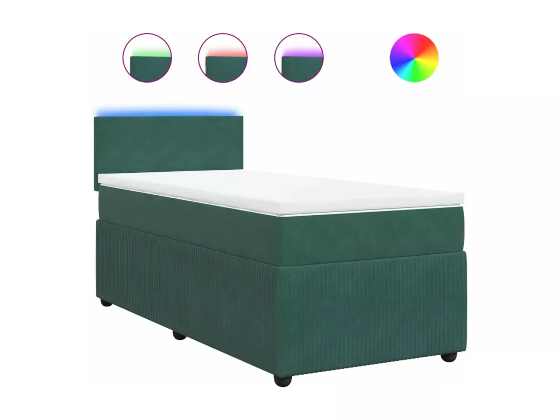 Sommier à lattes de lit avec matelas Vert foncé 90x190 cm