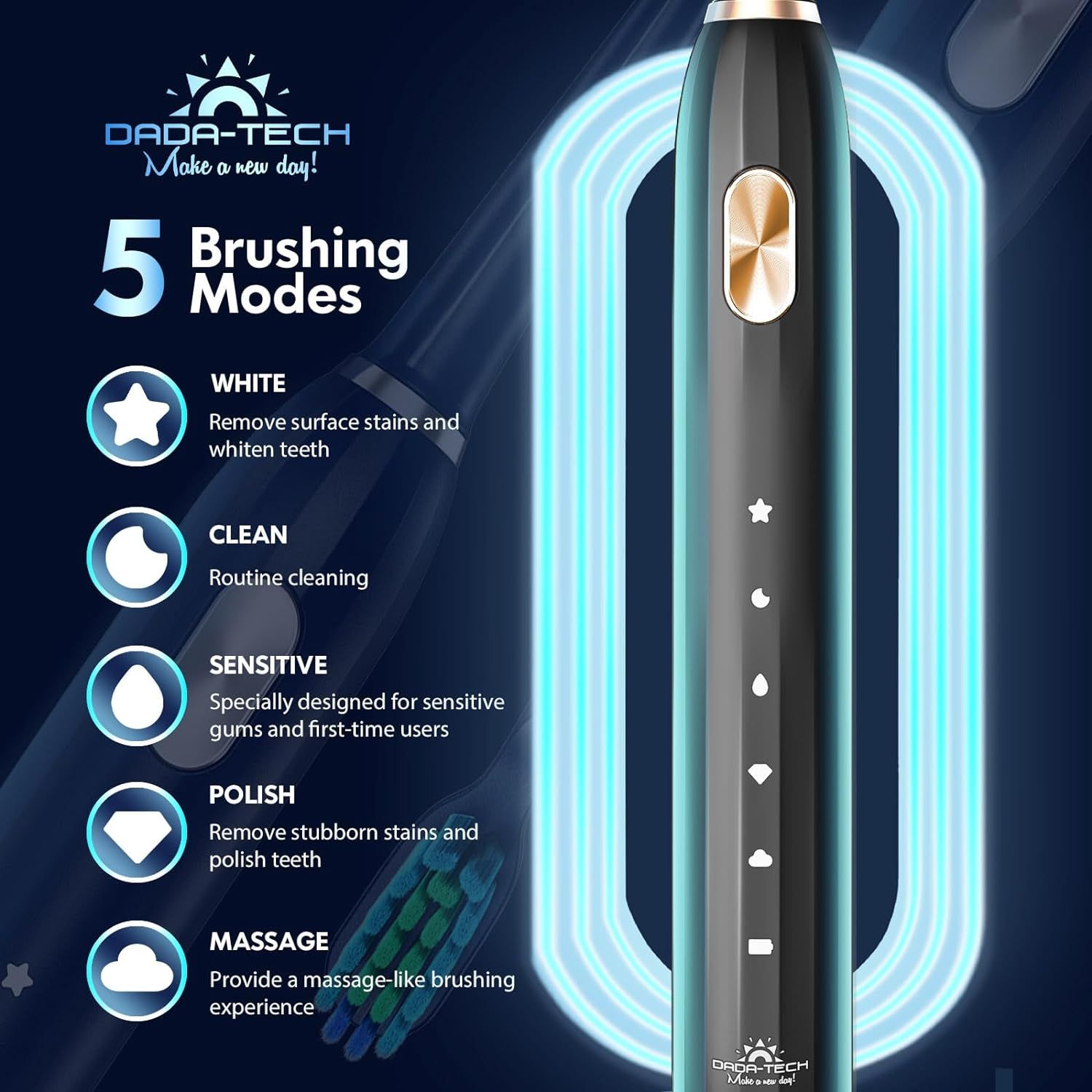 Dada-Tech Elektrische Zahnbürste mit Schalltechnologie