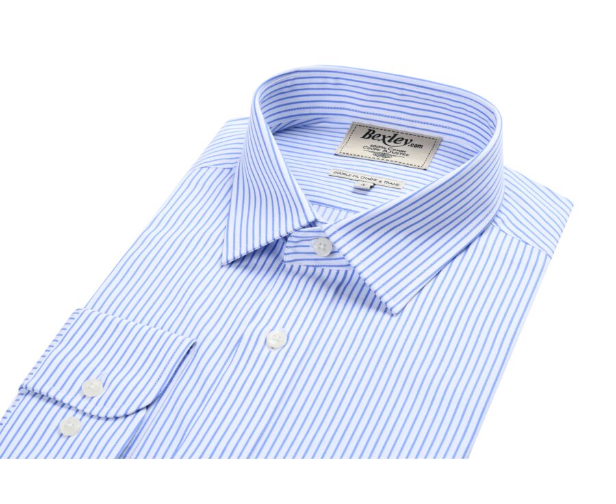 Chemise blanche à rayures bleues - GEOFFROY