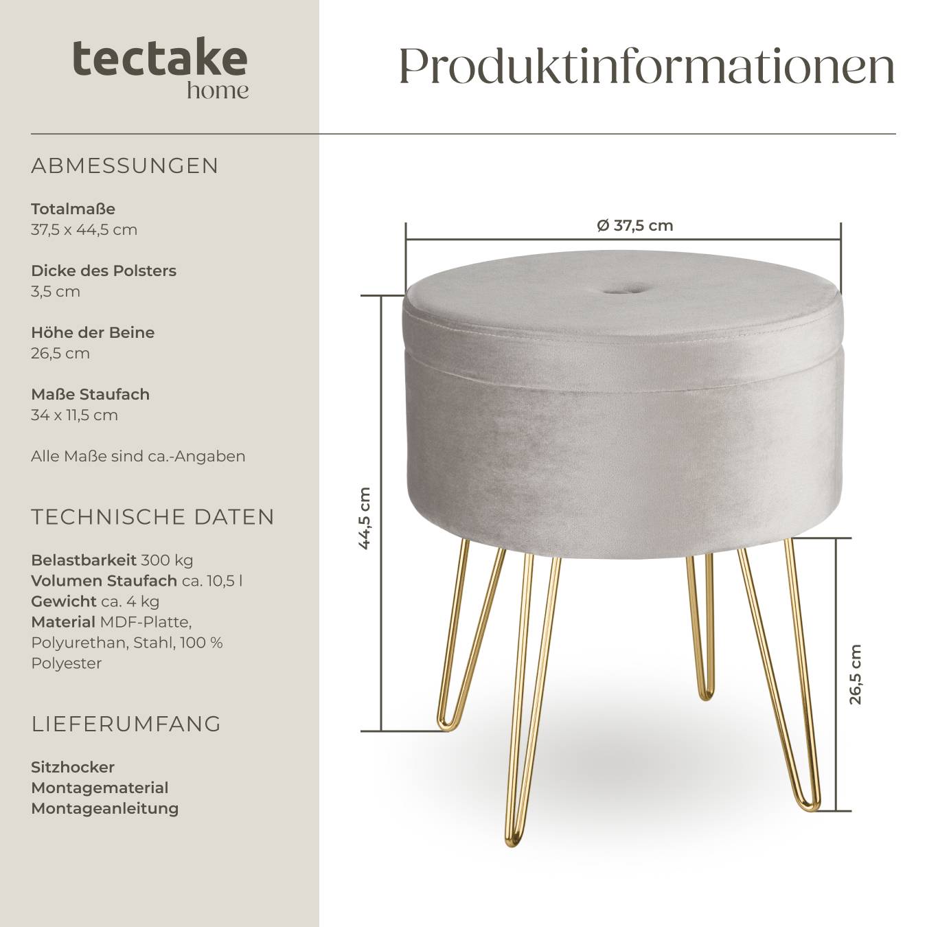 Sitzhocker mit Stauraum Ava