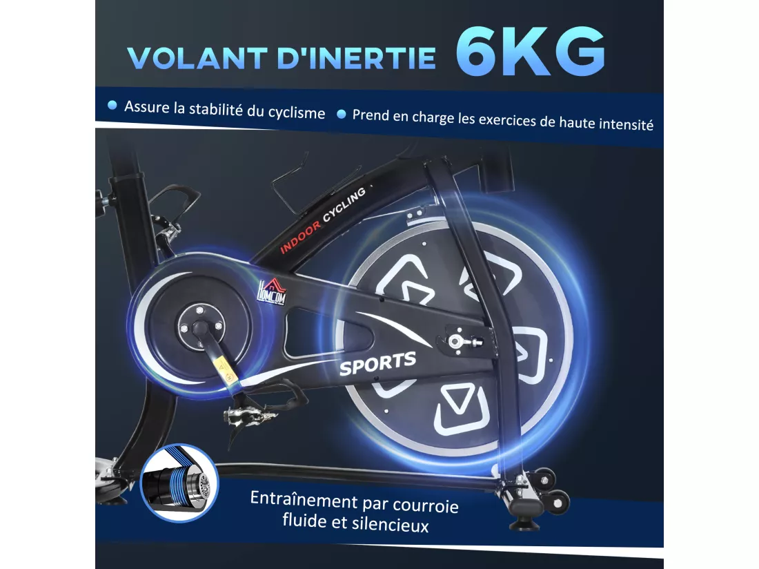 Vélo d'appartement cardio vélo biking écran multifonction selle et guidon réglable noir