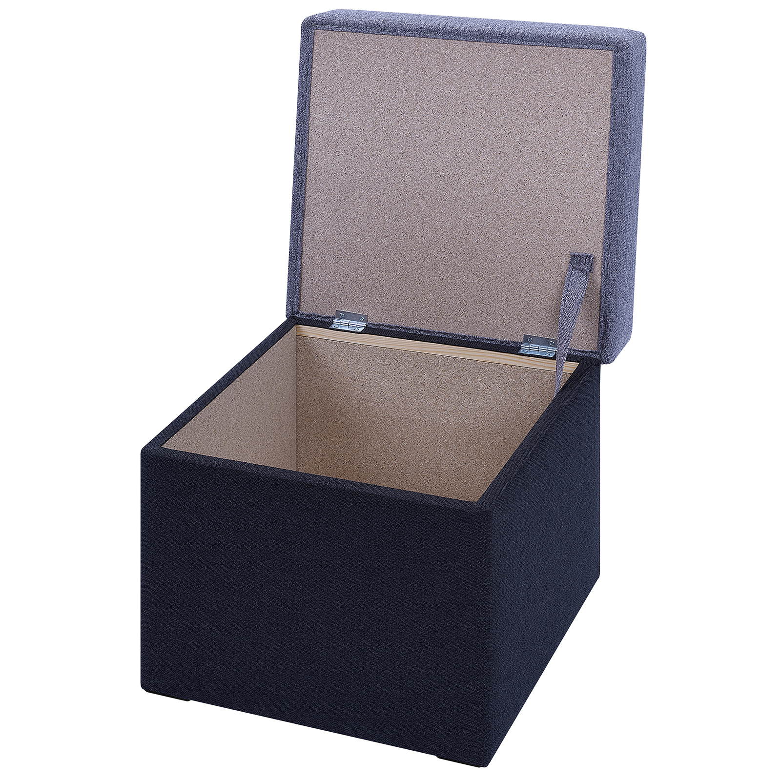 Polsterhocker - anthrazit-grau - Strukturstoff - mit Stauraum