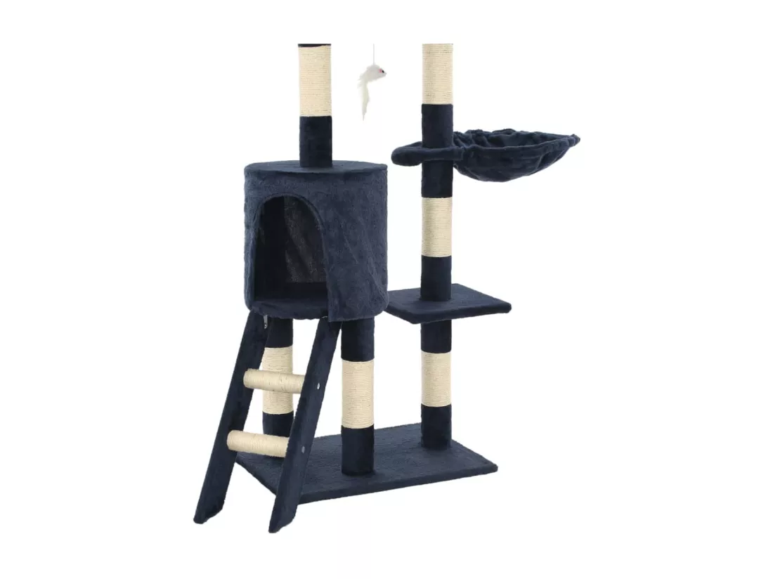 Arbre à chat avec griffoirs en sisal 138 cm Bleu foncé