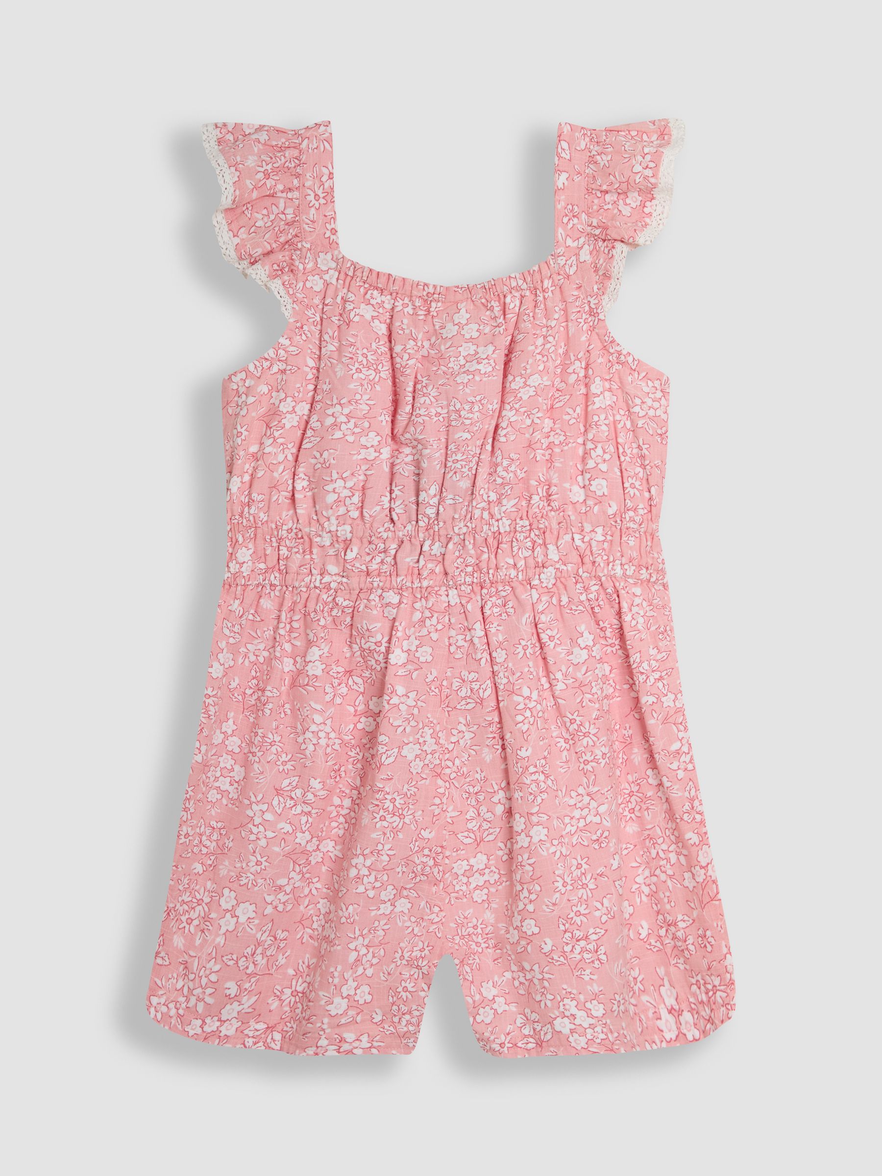 JoJo Maman Bébé Ruffle Shoulder Woven Playsuit