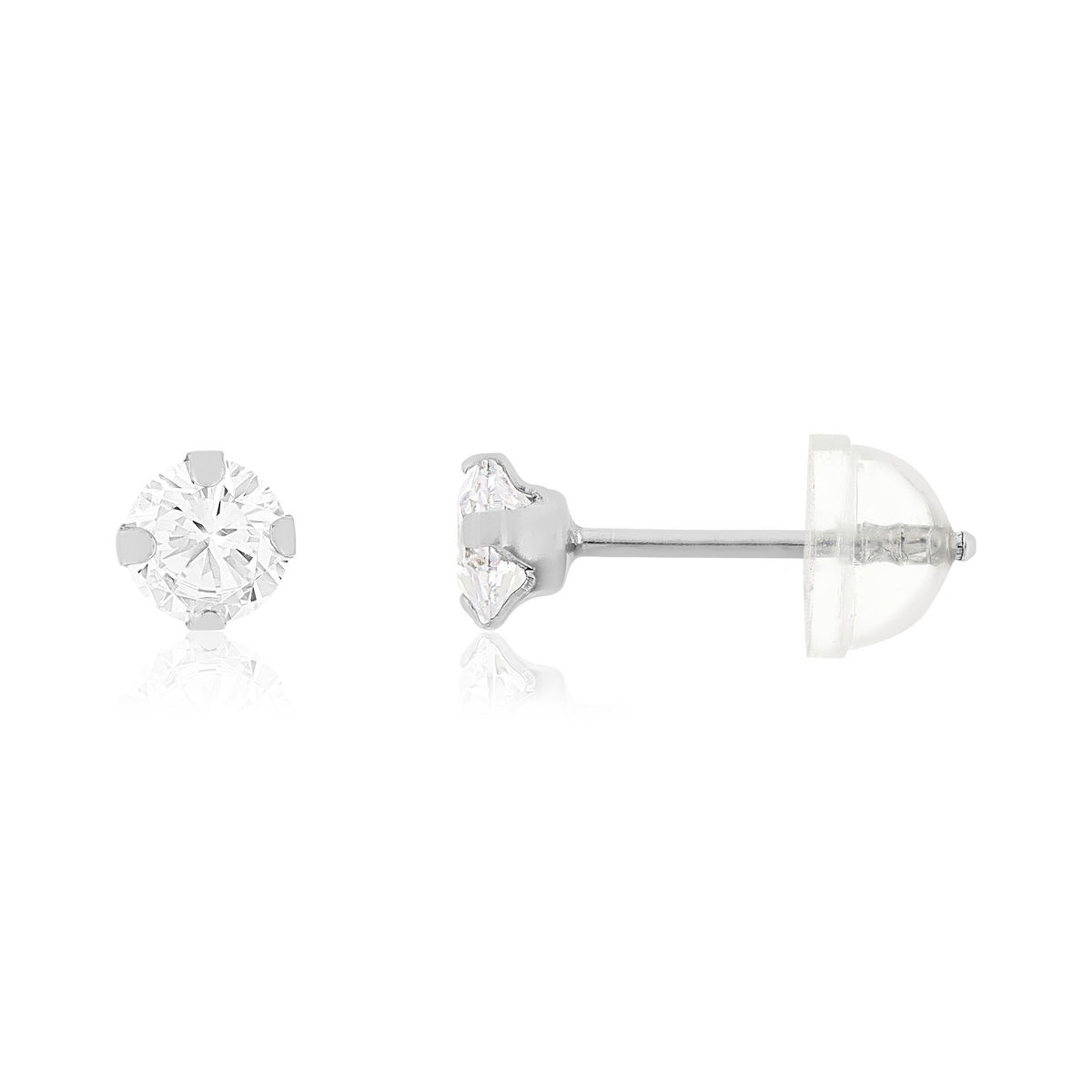 Boucles d'oreilles or 375 blanc zirconias blanc