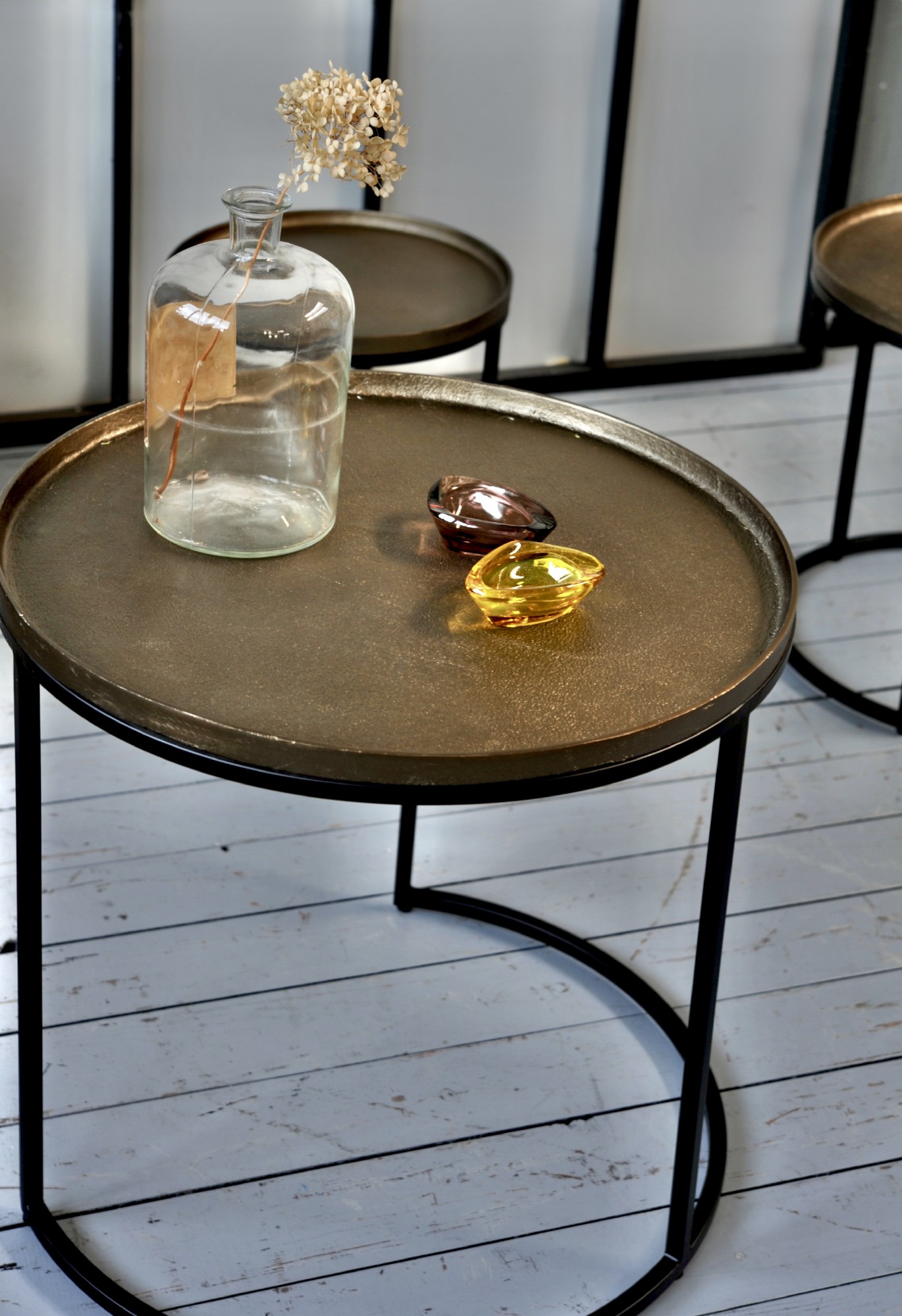 3er-Set Beistelltisch 'Lucia', gold, schwarz von fischer's lagerhaus